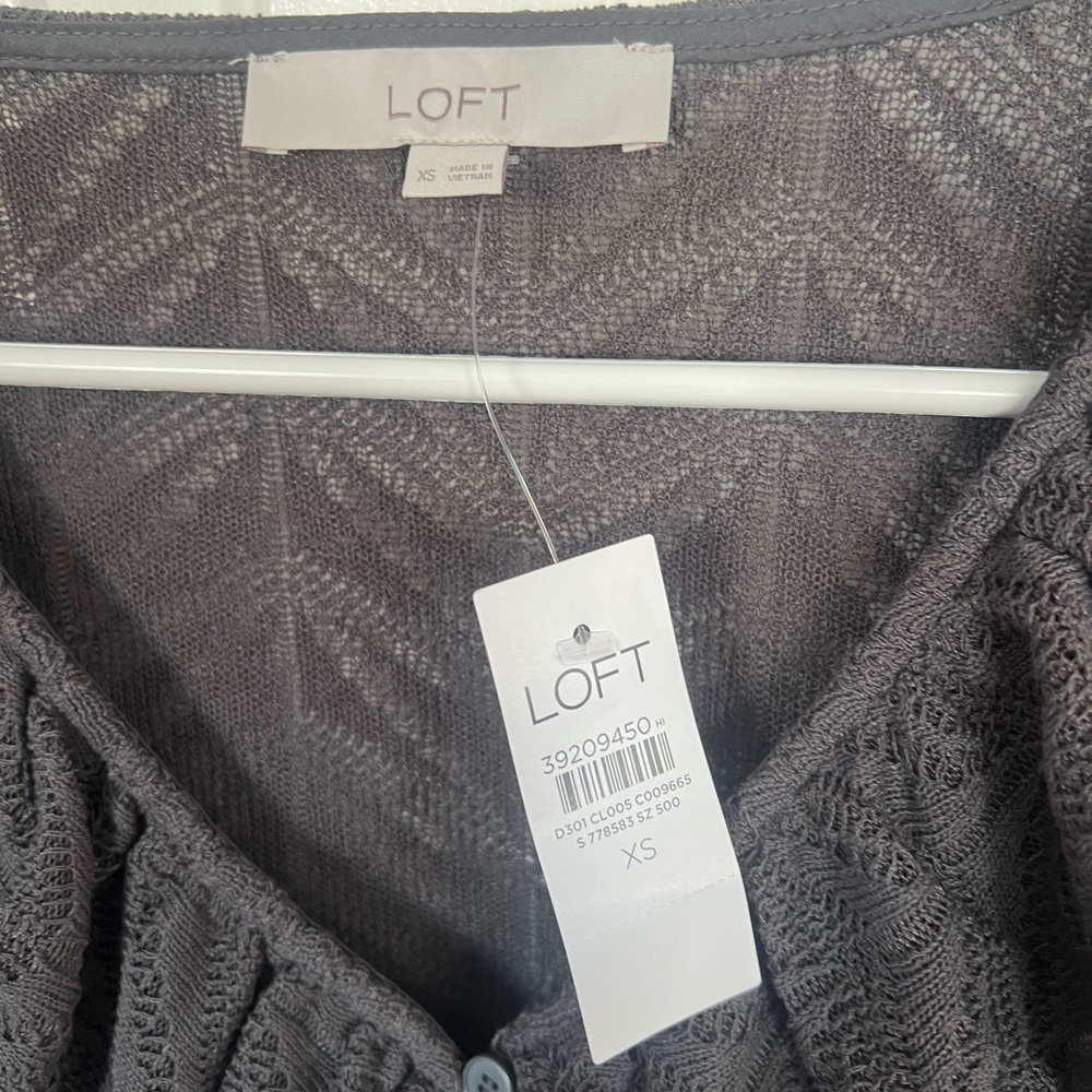LOFT Charcoal Ruffled Blouse - Picture 3 of 4